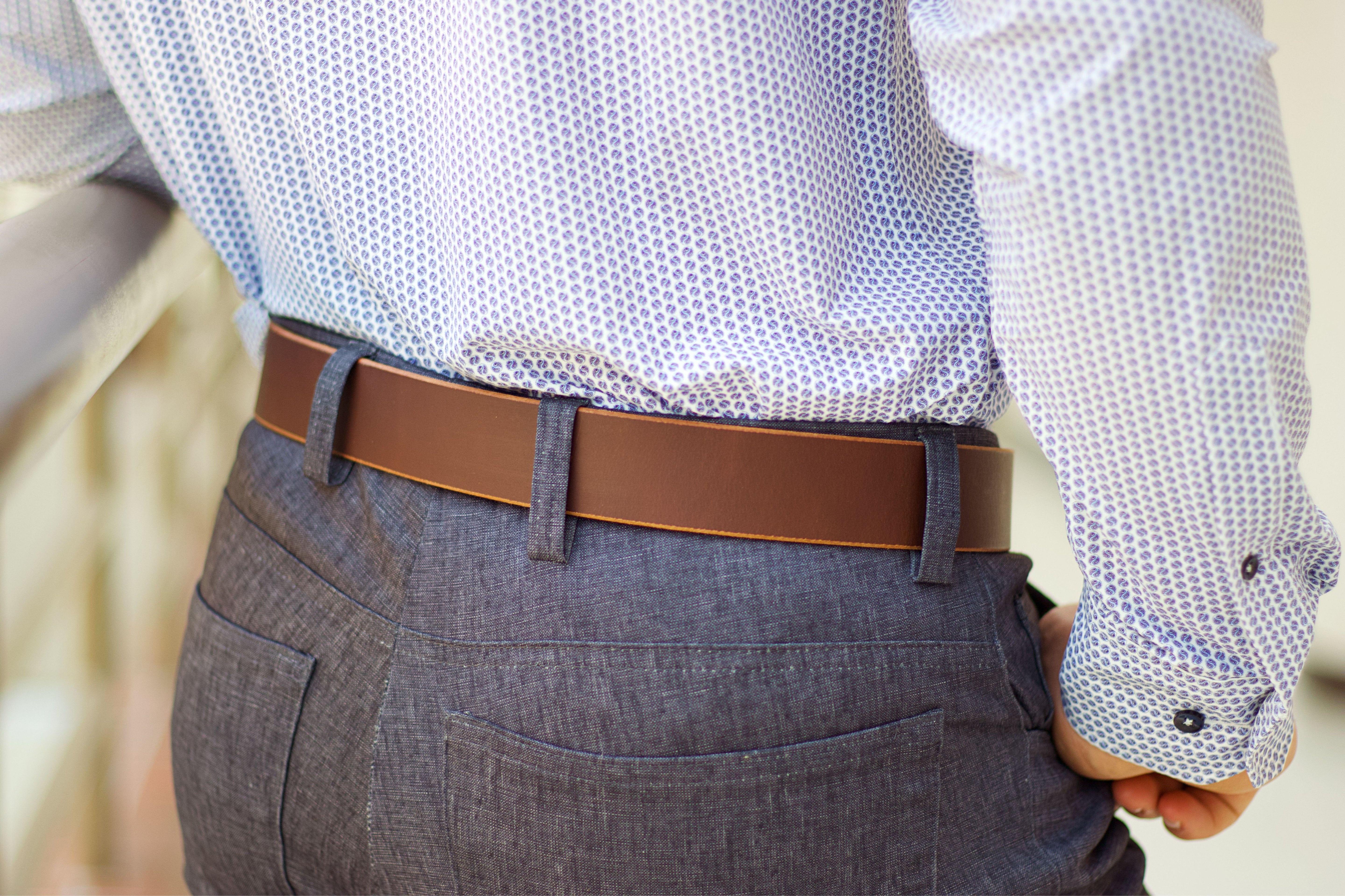 Espresso Water Buffalo leather belt with black brass buckle