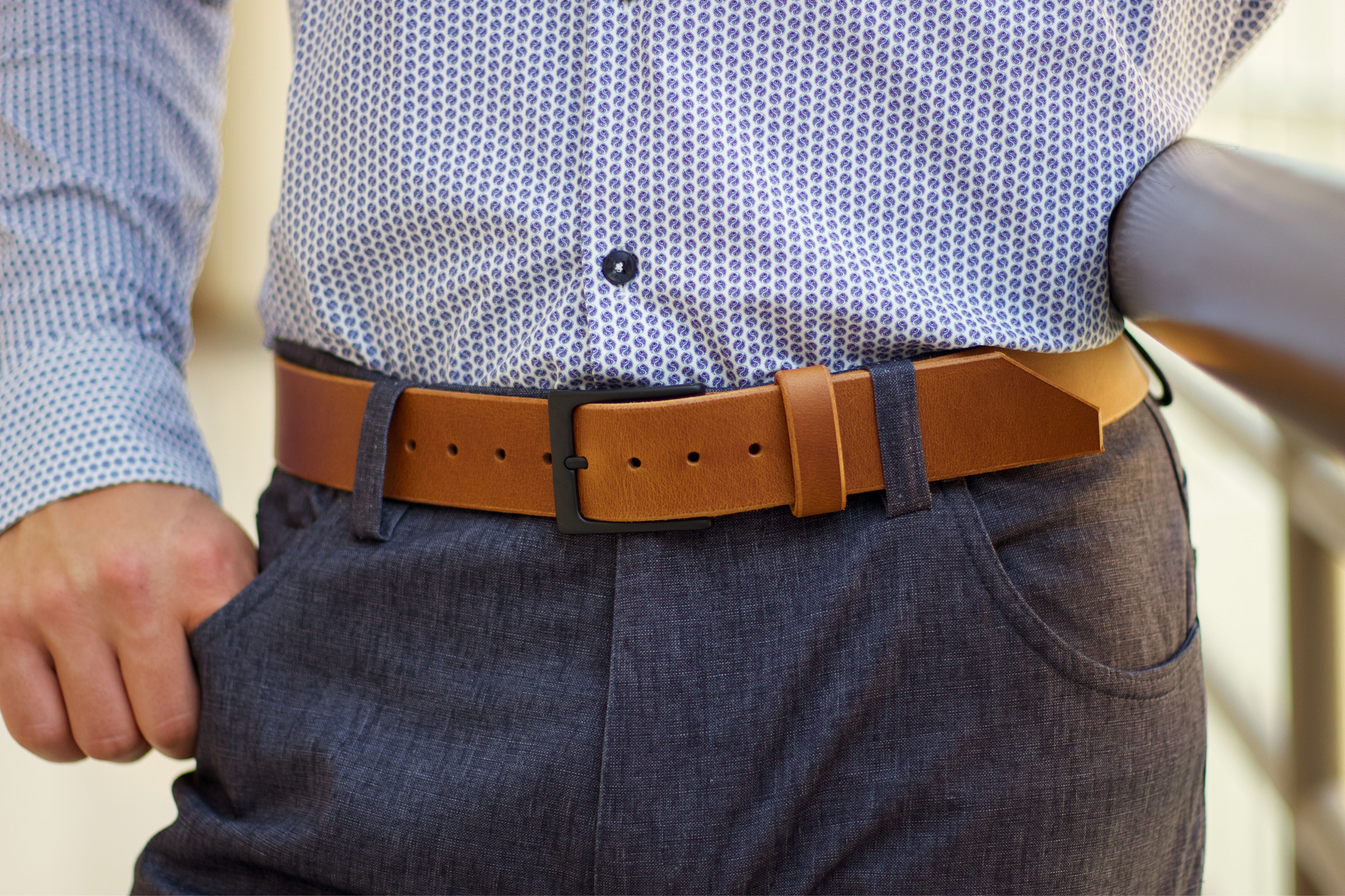 Men's Canadian handmade leather dress belt