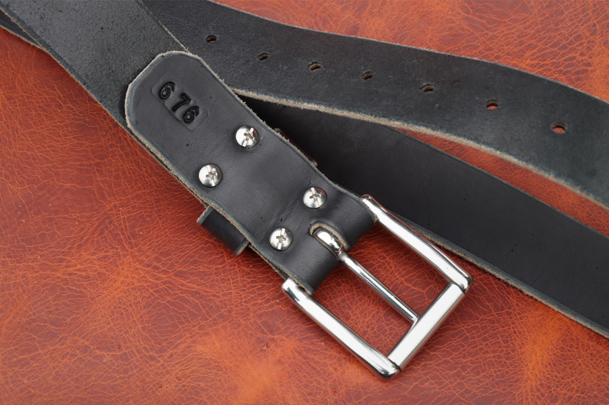 1½ inch black heavy-duty leather work belt for men (buckle)