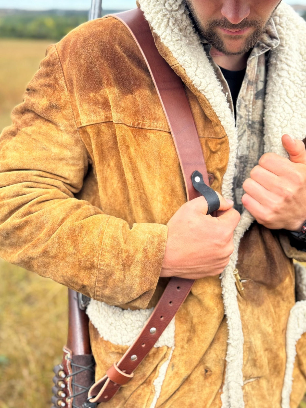 English Bridle Rifle Sling - Rich Brown