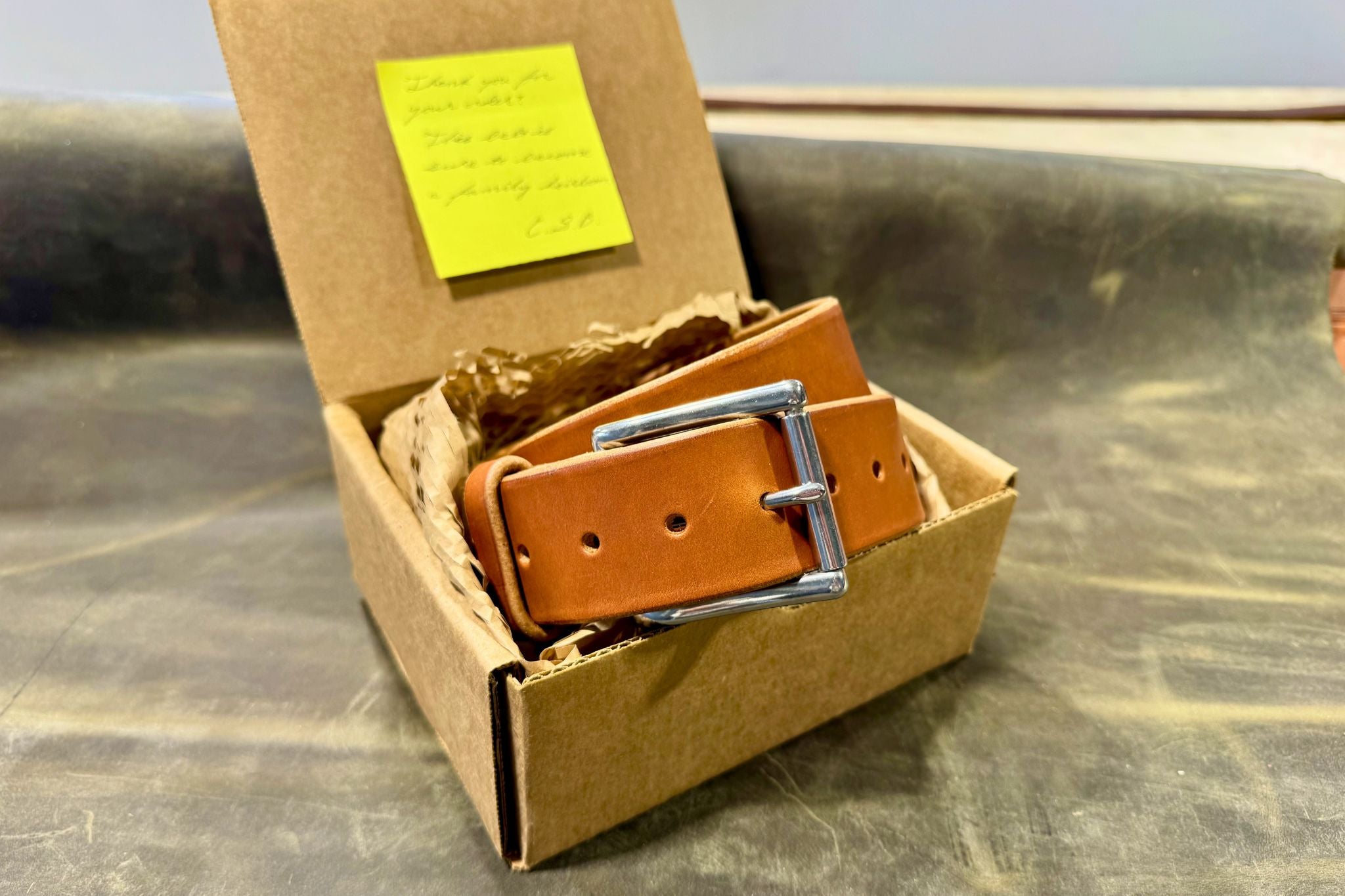The Man Belt Saddle Tan — limited run full-grain leather belt handcrafted in Alberta, ships in 1-3 days - Stewart Leather