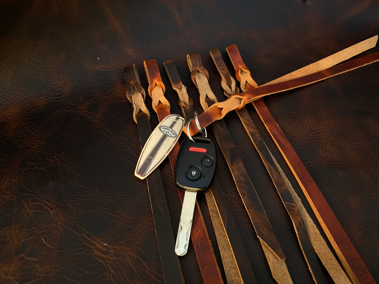 Waxed Leather Keychain