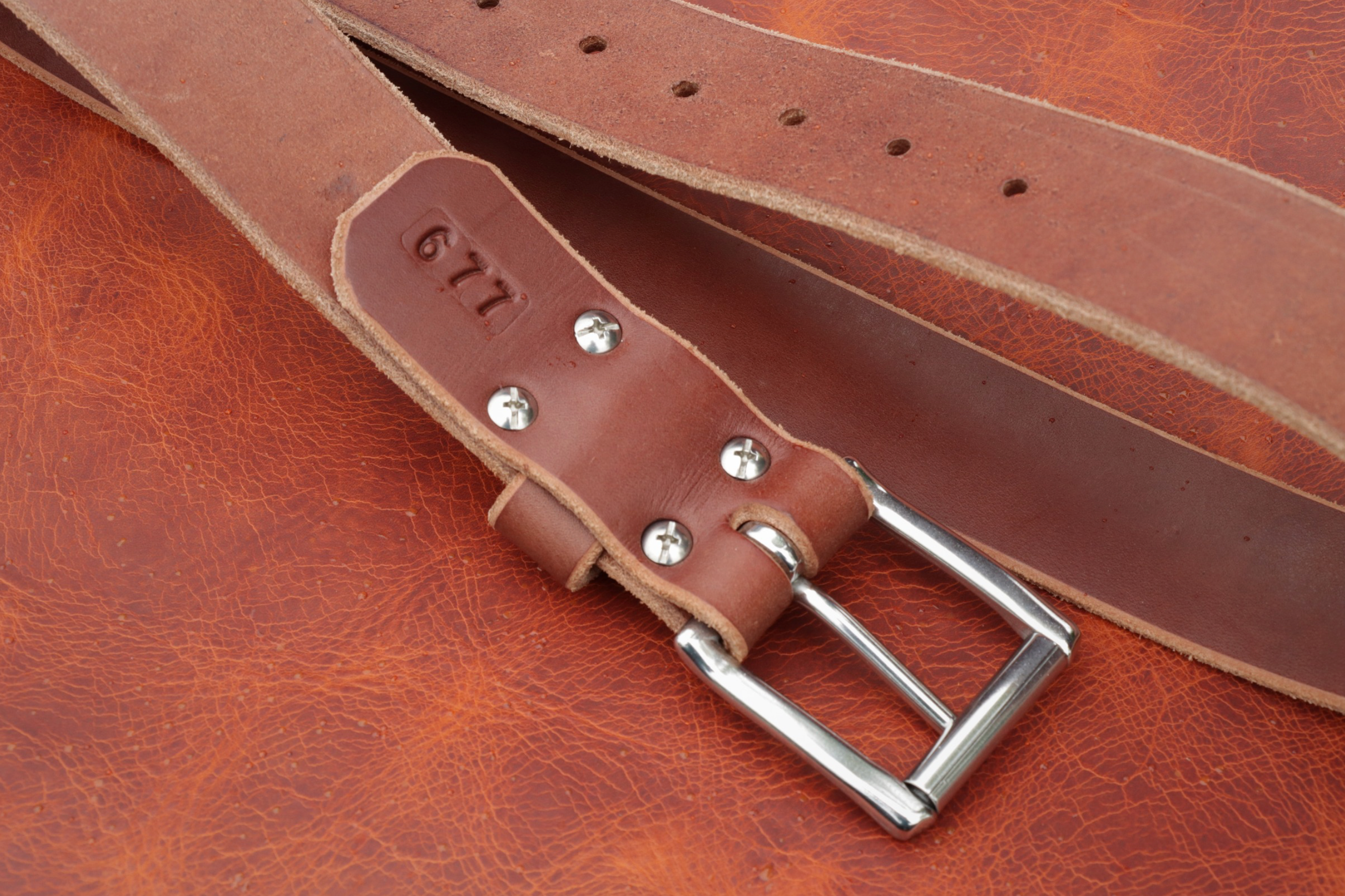 1½ inch Rich Brown heavy-duty leather work belt for men (buckle)