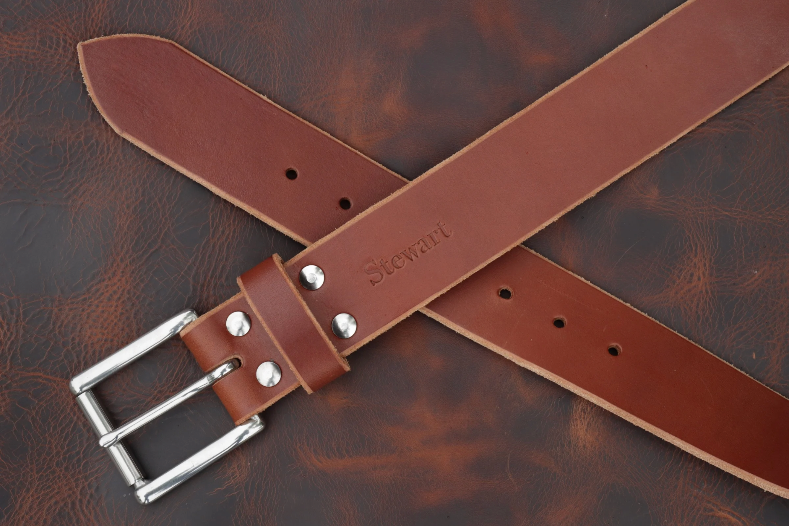 Rich Brown 1¾″ heavy-duty leather work belt – The Man Belt, handcrafted for blue-collar men