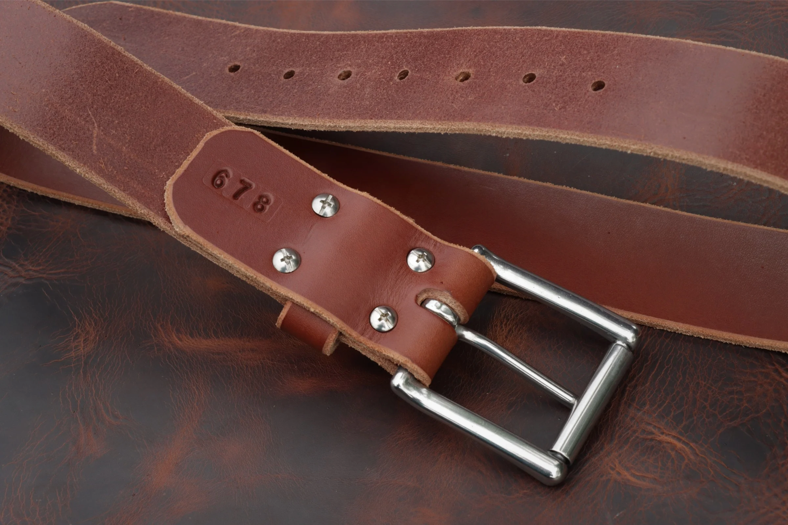 Rich Brown 1¾″ heavy-duty leather work belt – The Man Belt, handcrafted for blue-collar men (Buckle)