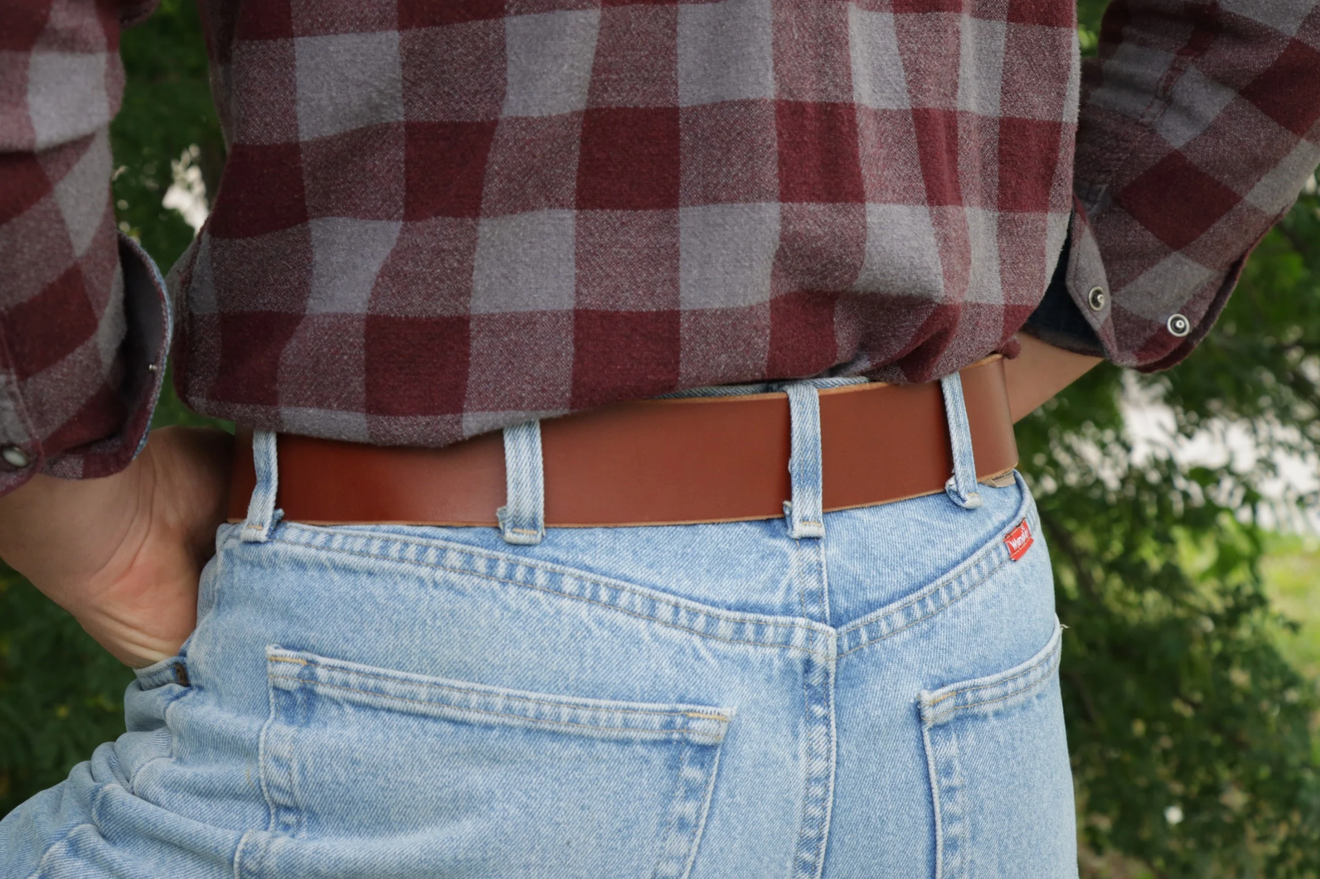 Rich Brown 1¾″ heavy-duty leather work belt – The Man Belt, handcrafted for blue-collar men (back)