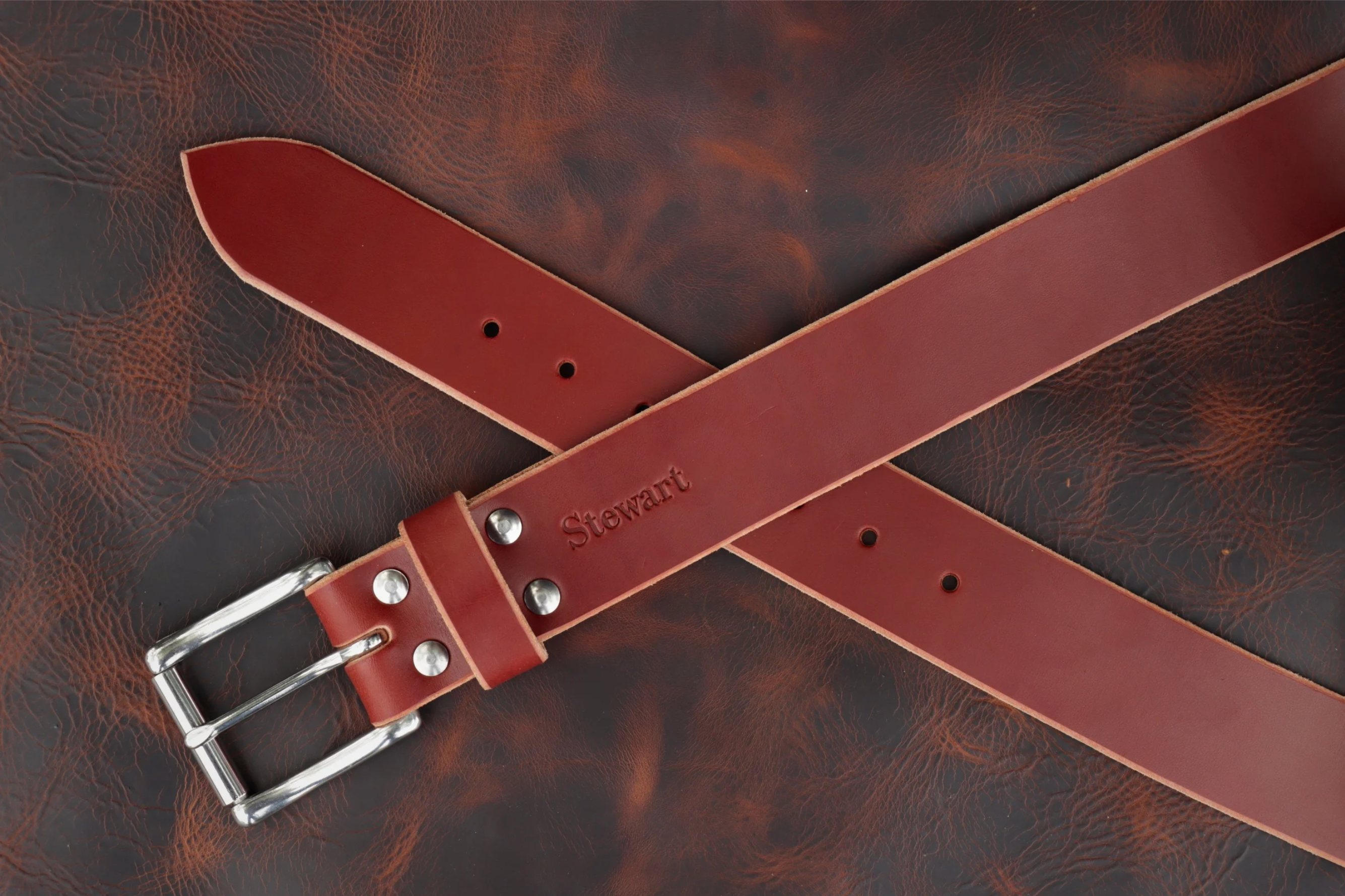 Chestnut 1¾″ heavy-duty leather work belt – The Man Belt, handcrafted for blue-collar men (brand)